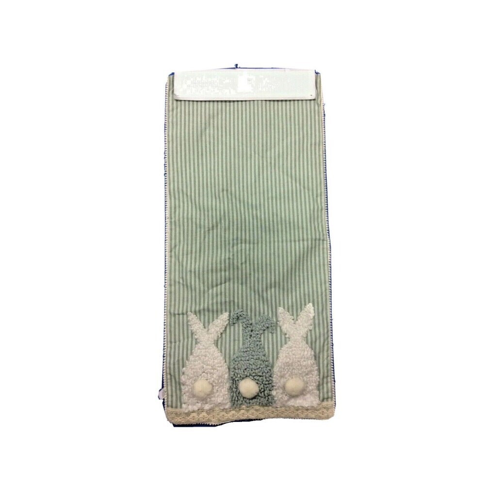 Rachel Ashwell Bunny Striped Kitchen Dining Table Runner Cotton Polyester Easter